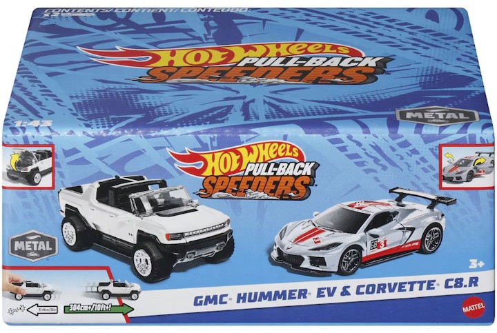 Set Za Igru Hot Wheels Pull Back Speeders Gmc Hummer Ev Corvette C R Ozone Hr