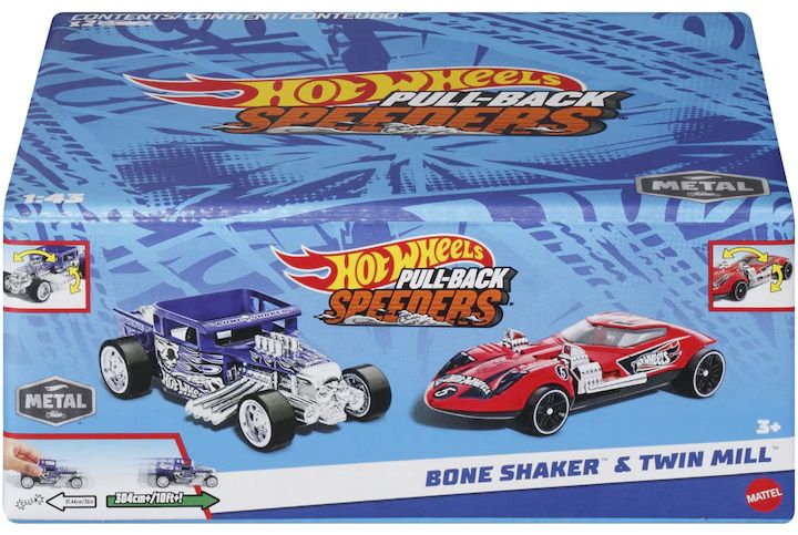 Set Za Igru Hot Wheels Pull Back Speeders Bone Shaker Twin Mill Ozone Hr
