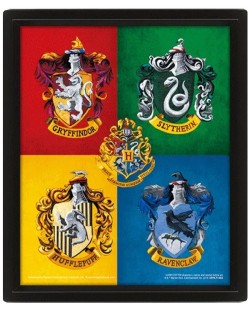 3D poster s okvirom Pyramid Movies: Harry Potter - House Crests