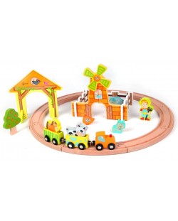 Drvena igračka Classic World – Staza s vlakom i životinjama