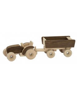 Drvena igračka Goki Nature – Traktor s prikolicom
