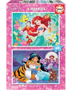 Puzzle Educa od 2 x 48 dijelova - Ariel i Jasmine