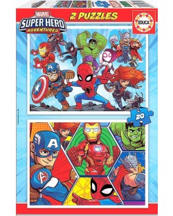 Puzzle Educa od 2 x 20 dijelova - Avanture superheroja 