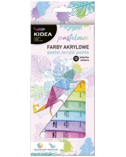 Akrilne boje Kidea - 12 boja, 12 ml, pastelne boje