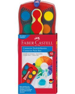 Vodene boje Faber-Castell Connector - 12 boja, crvena paleta