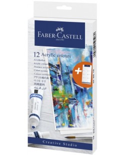 Akrilne boje Faber-Castell - Creative Studio, 12 boja, 20 ml