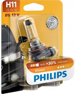 Žarulja za auto Philips - H11, Vision +30% more light, 12V, 55W, PGJ19-2