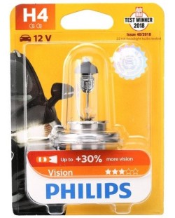 Žarulja za auto Philips - H4, Vision +30% more light, 12V, 60/55W, P43t-38