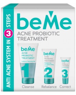 beMe Set - Gel za čišćenje, hidratantna krema i korektor, 150 + 50 + 15 ml