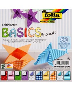 Blok s origami papirima u boji Folia - Basic Intensive, 50 listova