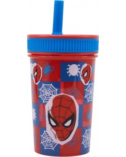 Čaša sa slamkom Stor Spider-Man - Arachnid Grid, 465 ml