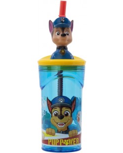 Čaša sa slamkom i 3D figuricom Stor Paw Patrol - Pup Power, 360 ml