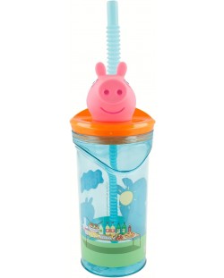 Čaša sa slamkom i 3D figuricom Stor Peppa Pig - Core, 360 ml