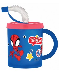 Šalica sa slamčicom i ručkom Disney - Spidey, 210 ml