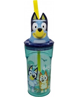 Čaša sa slamkom i 3D figuricom Stor Bluey - 360 ml