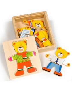 Drvena igračka Bigjigs – Мedvjedić za odijevanje, Mr Bear