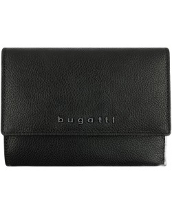Ženski kožni novčanik Bugatti Bella - Flip, RFID zaštita, crni