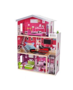 Drvena kućica za lutke s namještajem Moni Toys - Isabella, 4118