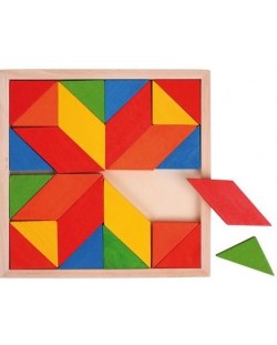 Drveni mozaik Bigjigs – Geometirjske figure, 24 dijelova