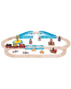 Drveni igralni set Bigjigs Rail – Piratski vlak i tračnice