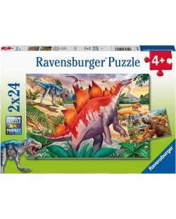 Dječja slagalica Ravensburger od 2 x 24 dijela - Jurski divlji svijet