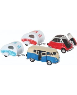 Dječji auto s karavanom Goki - Volkswagen Classic Bus/BMW-Isetta, asortiman