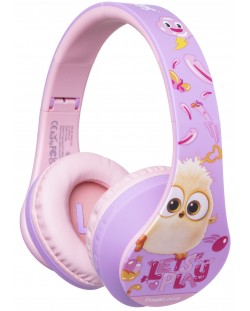 Dječje slušalice PowerLocus - P2 Kids Angry Birds, bežične, roza/ljubičaste