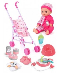 Dječja lutka Sonne - s priborom i kolicima za lutke