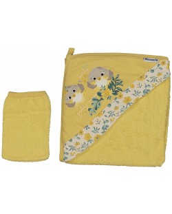 Dječji ručnik i spužva Miniworld - 80 х 80 cm, žuti