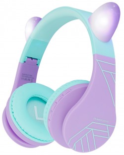 Dječje slušalice PowerLocus - P1 Ears, bežične, ljubičaste
