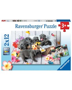 Dječja slagalica Ravensburger od 2 x 12 dijelova - Mali štenci