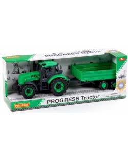 Dječja igračka Polesie Progress - Inercijski traktor s prikolicom