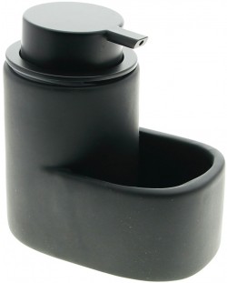 Dozator za tekući sapun s držačem za spužvu Hit - 13.5 cm, crni