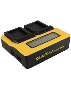 Dvostruki punjač Patona - za bateriju Canon LP-E17, LCD, žuti