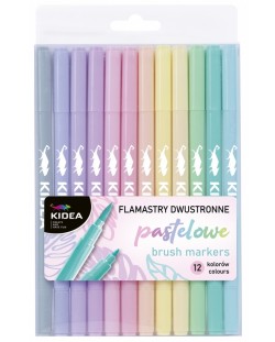 Dvostrani flomasteri s kistom Kidea - 12 boja, pastel