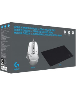 Gaming set Logitech - G502 X + G240, bijeli