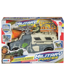 Set za igru RS Toys - Oklopni auto s vojnikom, sa zvukovima i svjetlima