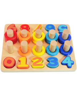 Set za igru Acool Toy - Drvena ploča s brojevima i prstenovima