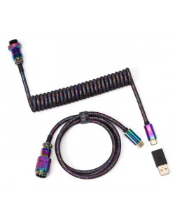 Kabel tipkovnice Keychron - Premium Rainbow Plated Black, USB-C/USB-C, crni