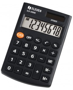 Kalkulator Eleven - SLD-200NR, džepni, 8 znamenki, crni