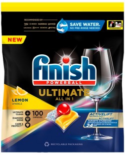 Kapsule za perilicu posuđa Finish - Ultimate AIO Lemon, 100 komada