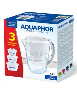Vrč za vodu Aquaphor - Jasper, 190067, 3 filtera, 2.8 l, bijeli