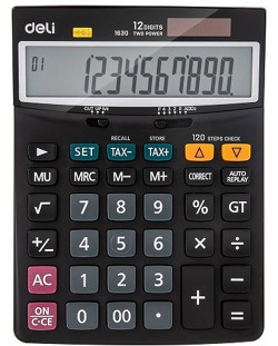 Kalkulator Deli Core - E1630, 12 dgt, crni