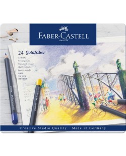 Set olovki u boji Faber-Castell Goldfaber - 24 boje, u metalnoj kutiji