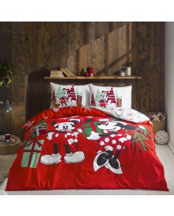 Set za spavaću sobu TAC Licensed - Minnie & Mickey Christmas, 100% pamuk
