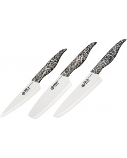 Set od 3 noža Samura - Inca, crno-bijela drška