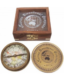 Kompas suvenir Sea Club - Antic, u drvenoj kutiji