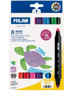 Set dvostranih flomastera Milan - Maxi Bicolour, 16 boja