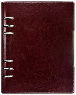 Kožna bilježnica-agenda Lemax Novaskin А5 - Bordo, s prstenovima i mehanizmom