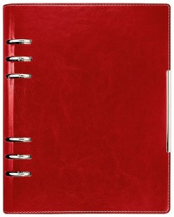 Kožna bilježnica-agenda Lemax Novaskin - А5, crvena, s prstenovima i mehanizmom